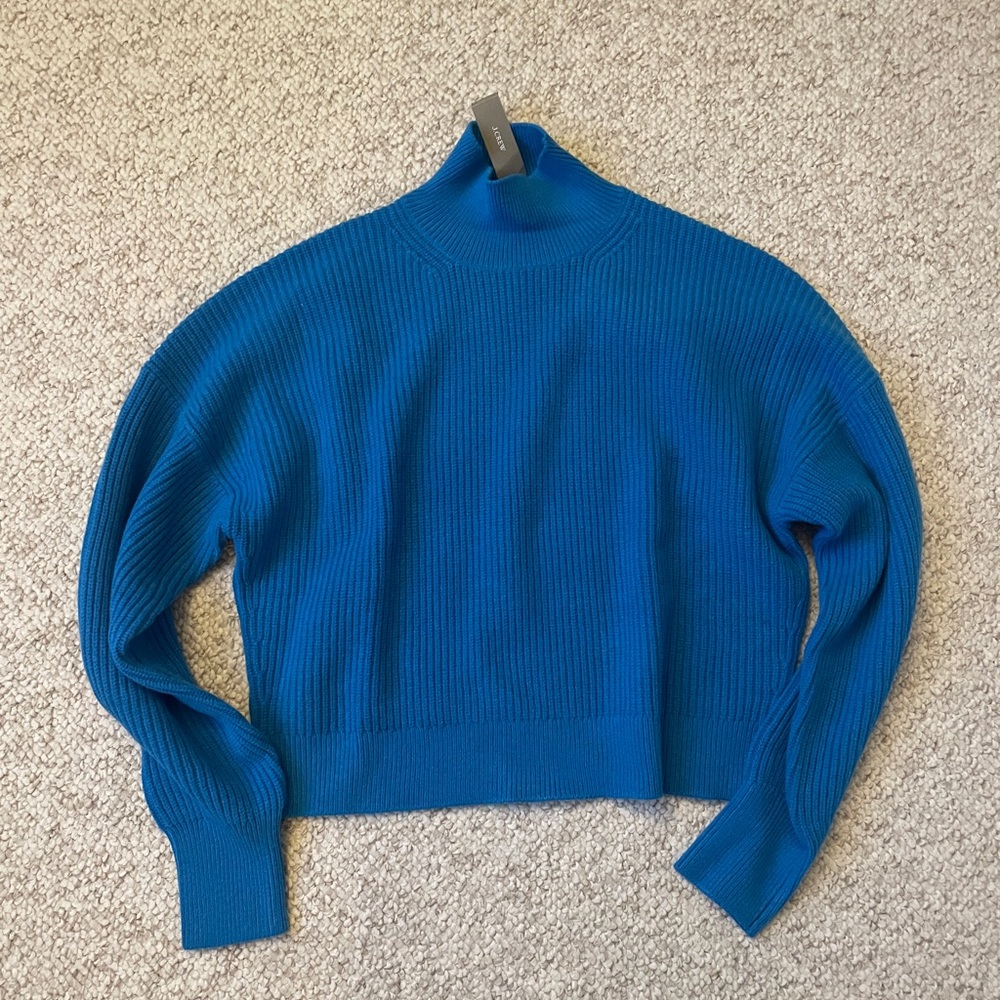 J Crew blue turtleneck sweater size medium NWT